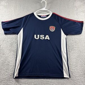 EB Sports Soccer Jersey USA Mens Medium Blue Color Block Futbol